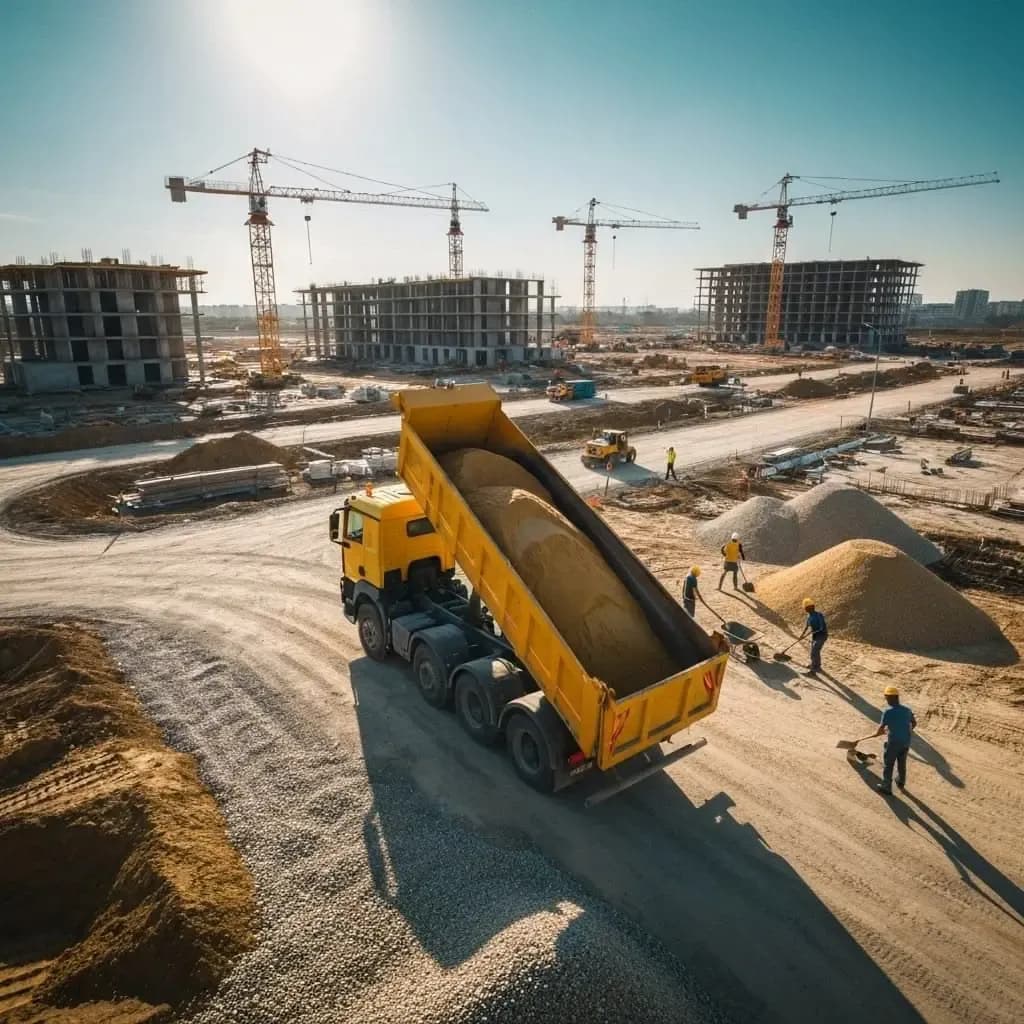 Construction site with tipper truck